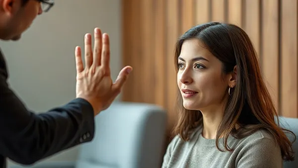 Intérprete de Libras em comunicação com pessoa surda em ambiente de atendimento público acessível