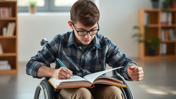 Estudante com deficiência visual usando computador para se inscrever no ENEM com adaptações