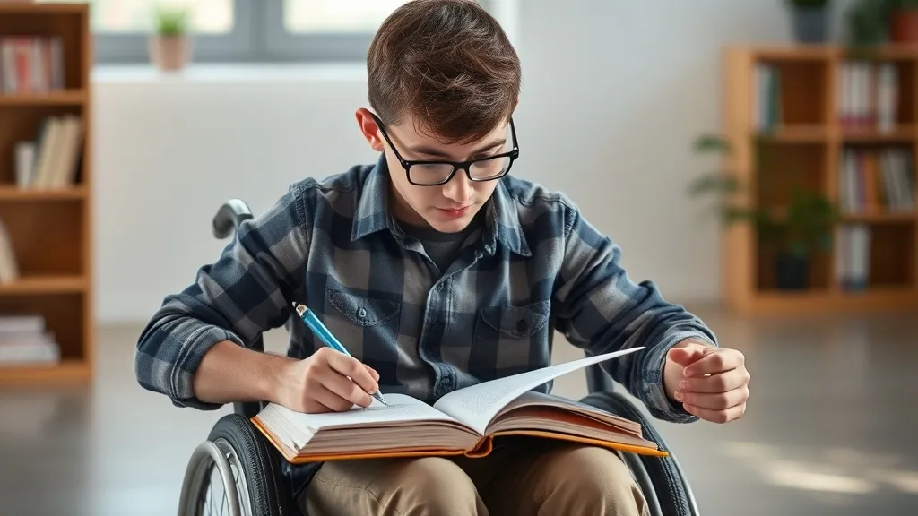Estudante com deficiência visual usando computador para se inscrever no ENEM com adaptações