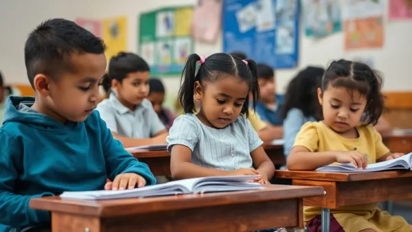 Criança com deficiência sendo acolhida em sala de aula inclusiva com professora
